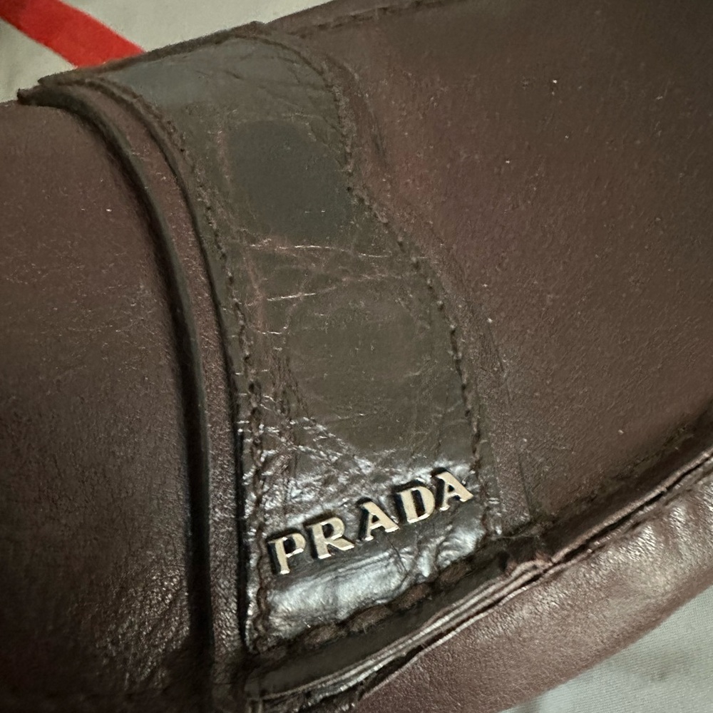 Prada Men's Dark Brown Leather driving Loafers with a crocodile embossed detail. - Picture 8 of 10